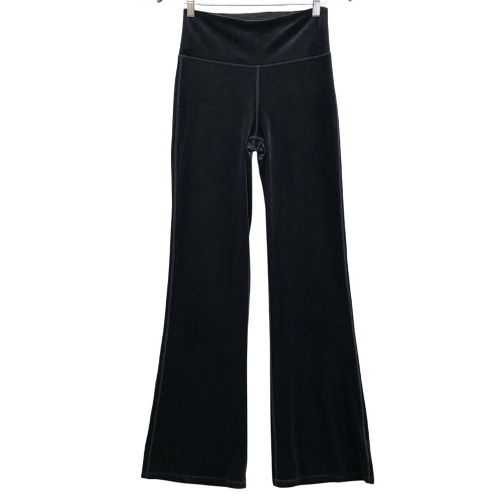 Athleta Elation Velvet Flare Pant Womens Small Tall Black High Rise Leggings